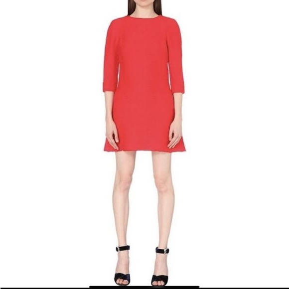 Maje Red Rouge Textured Keyhole Bow Back Rinis Shift New Cocktail Dress - Picture 2 of 5